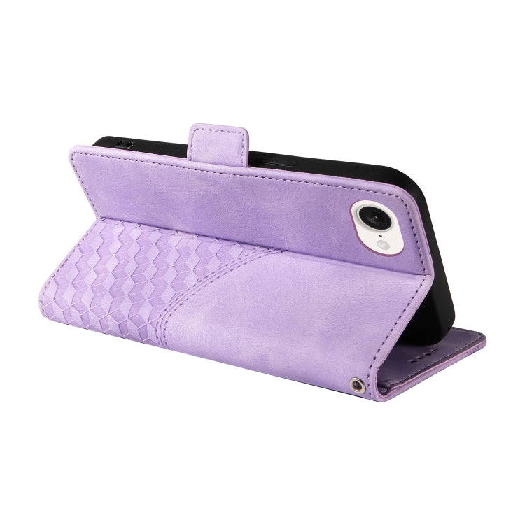 For iPhone SE 2024 Embossed Rhombus Starry Leather Phone Case(Purple) - More iPhone Cases by buy2fix | Online Shopping UK | buy2fix