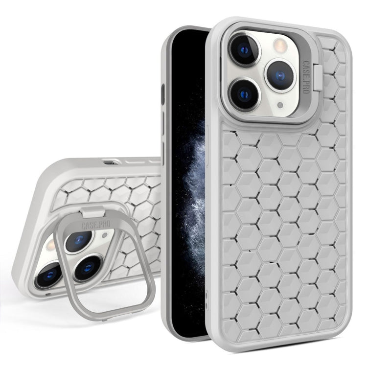 For iPhone 11 Pro Max Honeycomb Radiating Lens Holder Magsafe Phone Case(Grey) - iPhone 11 Pro Max Cases by buy2fix | Online Shopping UK | buy2fix