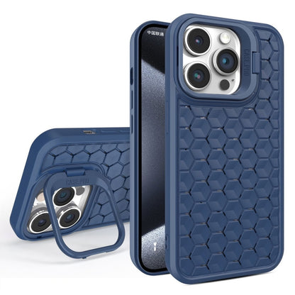 For iPhone 15 Pro Honeycomb Radiating Lens Holder Magsafe Phone Case(Blue) - iPhone 15 Pro Cases by buy2fix | Online Shopping UK | buy2fix