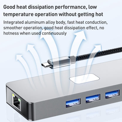 BYL-2401 8 in 1 Type-C to PD100W + USB3.0 + HDMI + DP + RJ45 HUB Docking Station(Space Grey) - USB HUB by buy2fix | Online Shopping UK | buy2fix