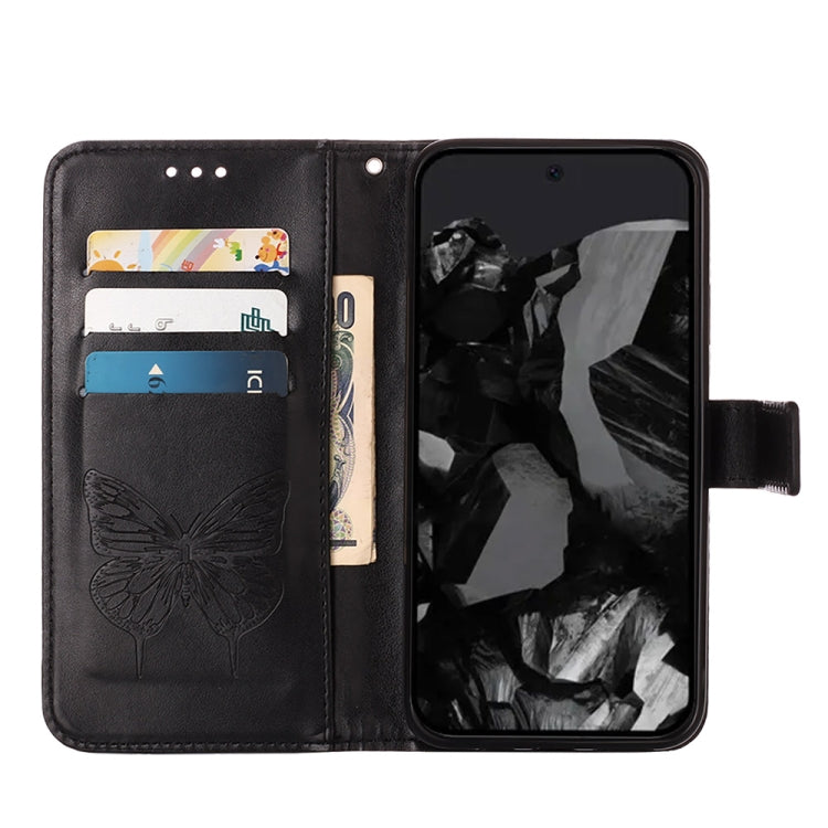 For Google Pixel 9 Pro Embossed Butterfly Leather Phone Case(Black) - Google Cases by buy2fix | Online Shopping UK | buy2fix