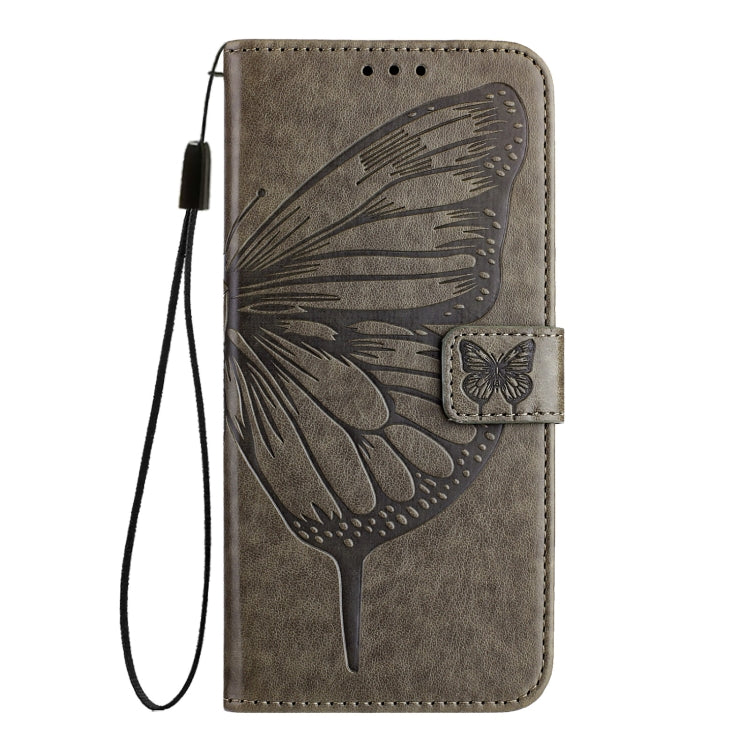 For Google Pixel 9 Pro XL Embossed Butterfly Leather Phone Case(Grey) - Google Cases by buy2fix | Online Shopping UK | buy2fix