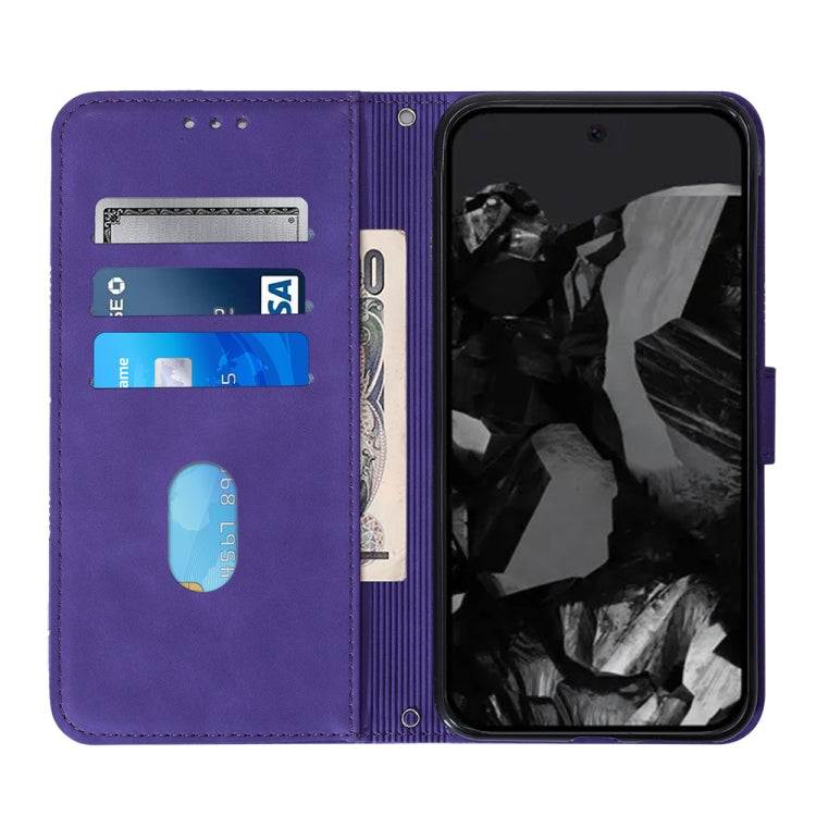 For Google Pixel 9 Pro Crossbody 3D Embossed Flip Leather Phone Case(Purple) - Google Cases by buy2fix | Online Shopping UK | buy2fix