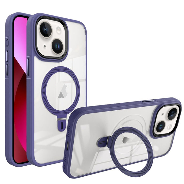 For iPhone 13 Shield Armor MagSafe Holder Phone Case(Deep Purple) - iPhone 13 Cases by buy2fix | Online Shopping UK | buy2fix