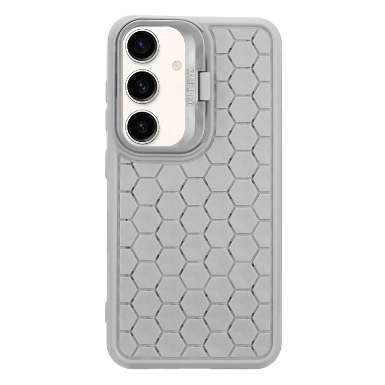 For Samsung Galaxy S24+ 5G Honeycomb Radiating Lens Holder Magsafe Phone Case(Grey) - Galaxy S24+ 5G Cases by buy2fix | Online Shopping UK | buy2fix