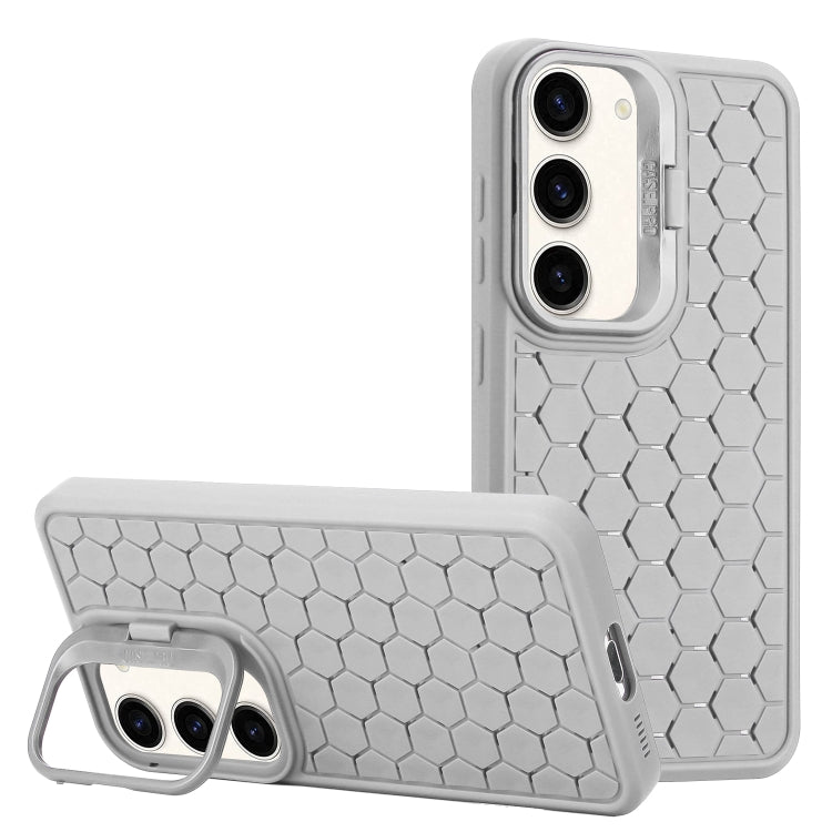 For Samsung Galaxy S23 5G Honeycomb Radiating Lens Holder Magsafe Phone Case(Grey) - Galaxy S23 5G Cases by buy2fix | Online Shopping UK | buy2fix