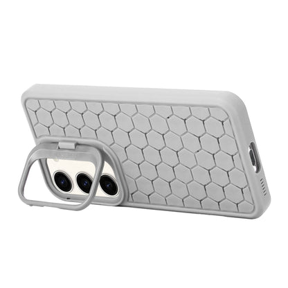 For Samsung Galaxy S23 5G Honeycomb Radiating Lens Holder Magsafe Phone Case(Grey) - Galaxy S23 5G Cases by buy2fix | Online Shopping UK | buy2fix