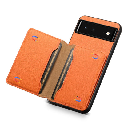 For Google Pixel 6 Calf Texture Card Bag Design Full Coverage Phone Case(Orange) - Google Cases by buy2fix | Online Shopping UK | buy2fix