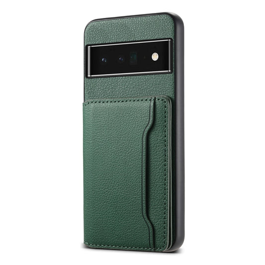 For Google Pixel 6 Pro Calf Texture Card Bag Design Full Coverage Phone Case(Green) - Google Cases by buy2fix | Online Shopping UK | buy2fix