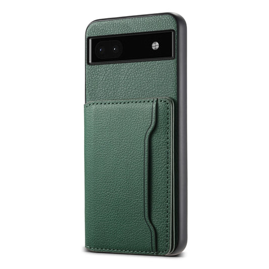 For Google Pixel 6a Calf Texture Card Bag Design Full Coverage Phone Case(Green) - Google Cases by buy2fix | Online Shopping UK | buy2fix