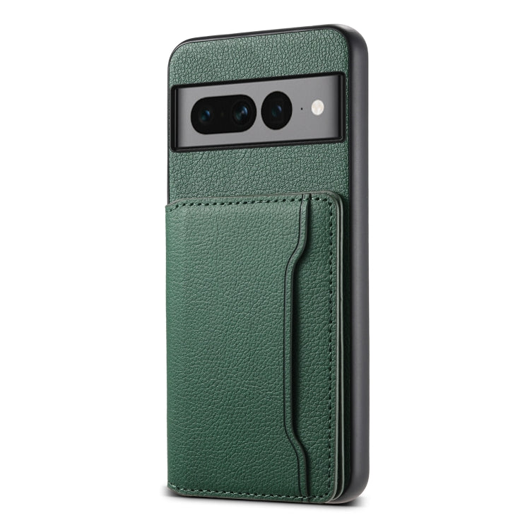 For Google Pixel 7 Pro 5G Calf Texture Card Bag Design Full Coverage Phone Case(Green) - Google Cases by buy2fix | Online Shopping UK | buy2fix