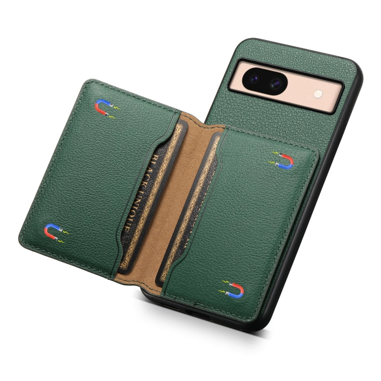 For Google Pixel 8a Calf Texture Card Bag Design Full Coverage Phone Case(Green) - Google Cases by buy2fix | Online Shopping UK | buy2fix