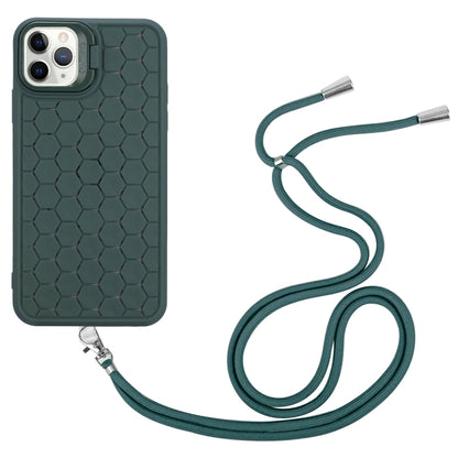 For iPhone 13 Pro Honeycomb Radiating Lens Holder Magsafe Phone Case with Lanyard(Green) - iPhone 13 Pro Cases by buy2fix | Online Shopping UK | buy2fix