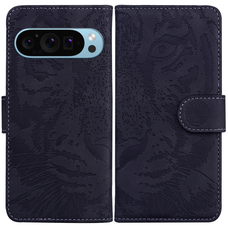 For Google Pixel 9 Pro 5G Tiger Embossing Pattern Flip Leather Phone Case(Black) - Google Cases by buy2fix | Online Shopping UK | buy2fix