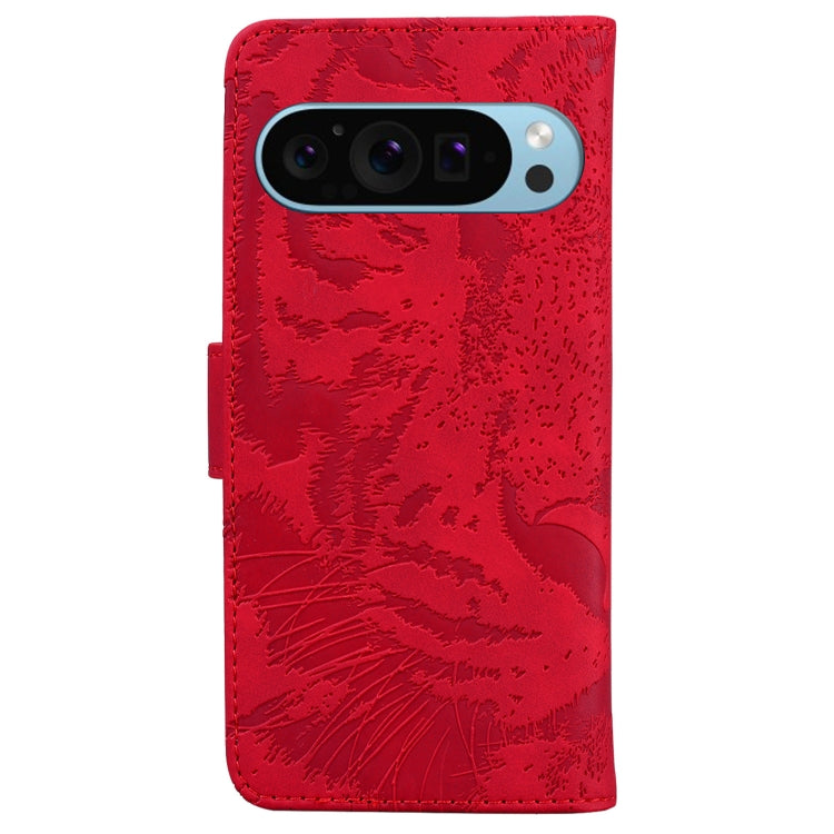 For Google Pixel 9 Pro 5G Tiger Embossing Pattern Flip Leather Phone Case(Red) - Google Cases by buy2fix | Online Shopping UK | buy2fix