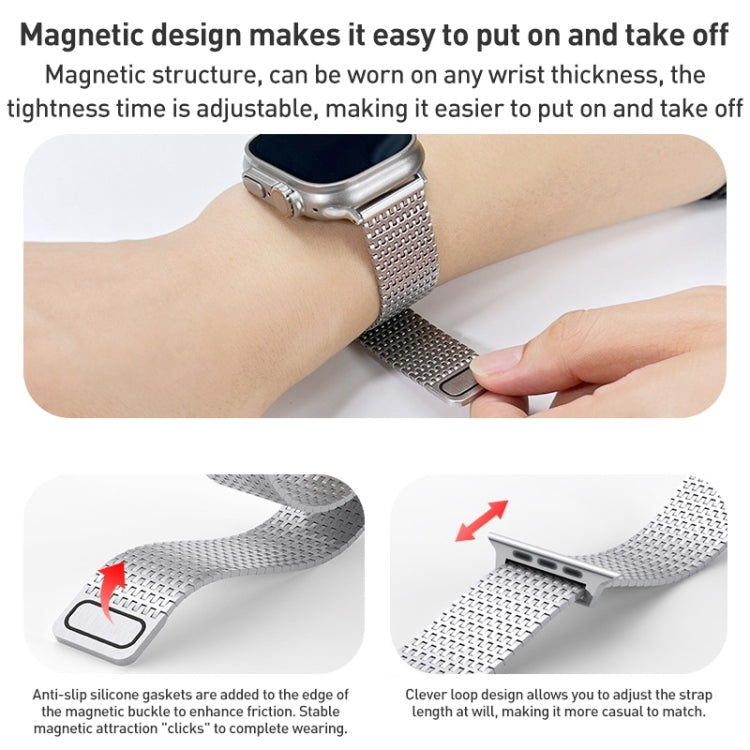 For Apple Watch Series 4 44mm Milanese Loop Magnetic Clasp Stainless Steel Watch Band(Silver) - Watch Bands by buy2fix | Online Shopping UK | buy2fix