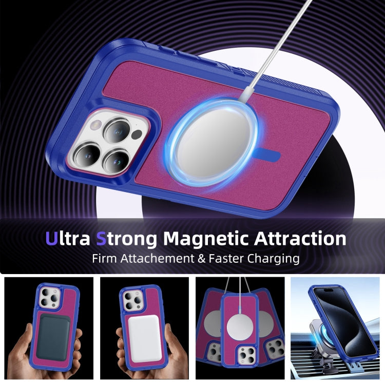 For iPhone 12 Pro Max Guard Magsafe Magnetic Ring Matte Phone Case(Blue+Rose Red) - iPhone 12 Pro Max Cases by buy2fix | Online Shopping UK | buy2fix