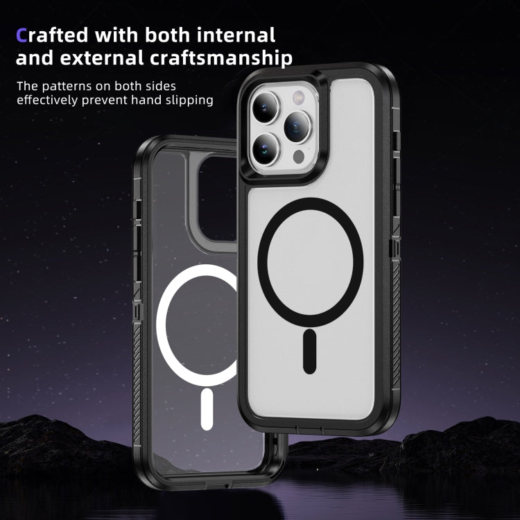 For iPhone 11 / XR Guard Magsafe Magnetic Ring Matte Phone Case(Black+Transparent) - iPhone 11 Cases by buy2fix | Online Shopping UK | buy2fix