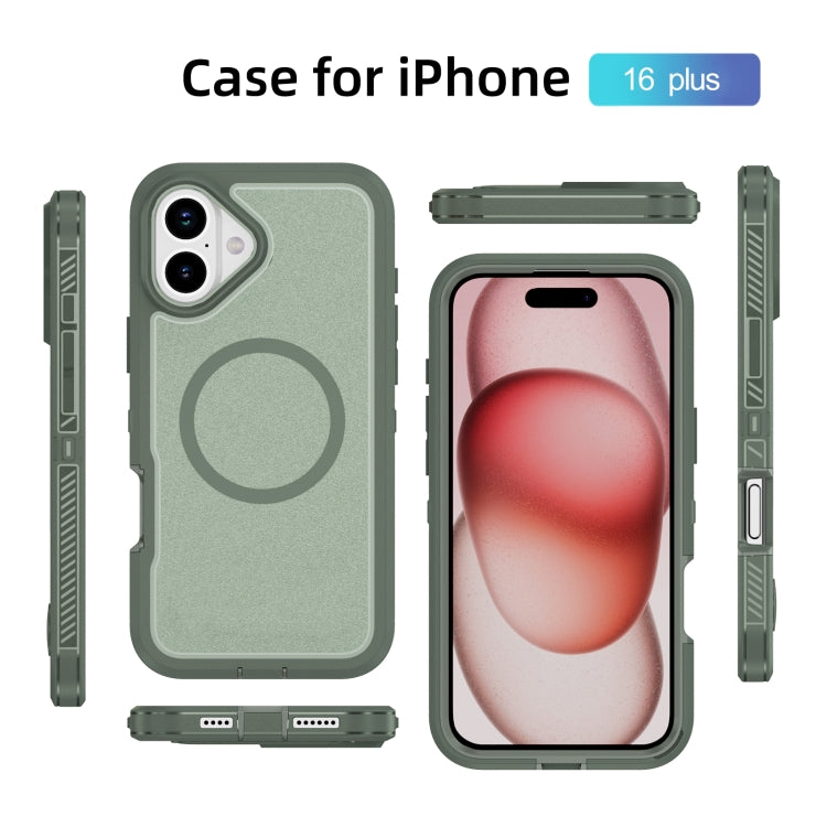 For iPhone 16 Plus Guard Magsafe Magnetic Ring Matte Phone Case(Green) - iPhone 16 Plus Cases by buy2fix | Online Shopping UK | buy2fix