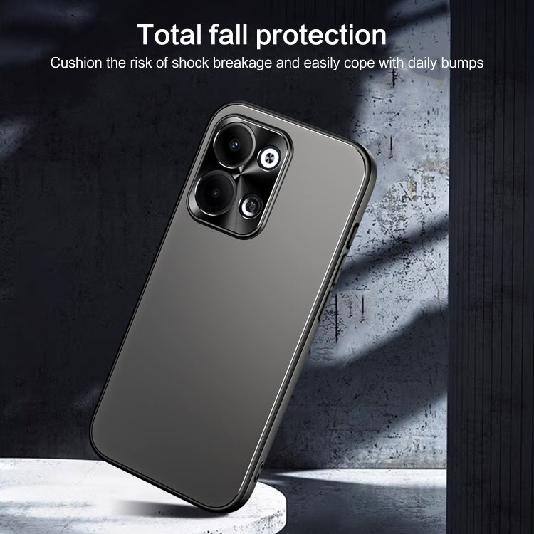 For OPPO Reno9 Pro+ R-JUST RJ-61 Electroplating Frosted TPU + PC Phone Case with Holder(Grey) - OPPO Cases by R-JUST | Online Shopping UK | buy2fix