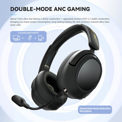 Eking ANC Noise Canceling Wireless Gaming Low Latency Headband Wireless Bluetooth Headphones, Without 2.4G(Black) - Headset & Headphone by buy2fix | Online Shopping UK | buy2fix