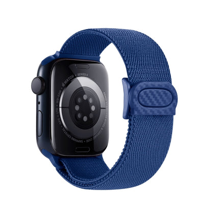 For Apple Watch Ultra 49mm Carbon Fiber Texture Snap Buckle Nylon Watch Band(Blue) - Watch Bands by buy2fix | Online Shopping UK | buy2fix