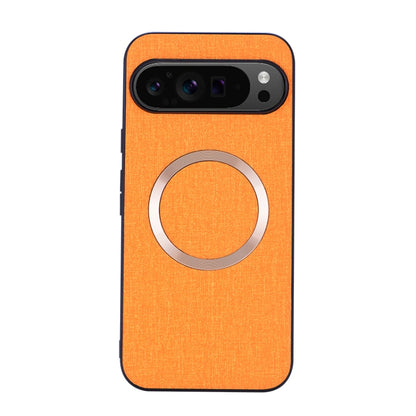 For Google Pixel 9 CD Magnetic Ring Cloth Texture PU Phone Case(Orange) - Google Cases by buy2fix | Online Shopping UK | buy2fix