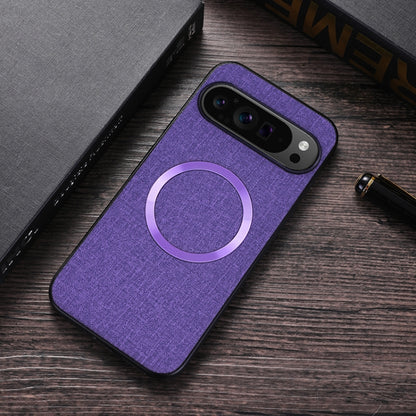 For Google Pixel 9 Pro CD Magnetic Ring Cloth Texture PU Phone Case(Purple) - Google Cases by buy2fix | Online Shopping UK | buy2fix