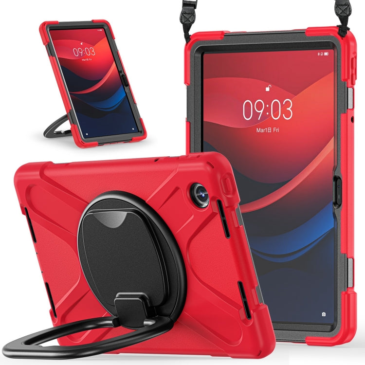 For Lenovo Tab M11 /Xiaomi Pad 11 2024 Silicone Hybrid PC Tablet Case with Holder & Shoulder Strap(Red) - Lenovo by buy2fix | Online Shopping UK | buy2fix