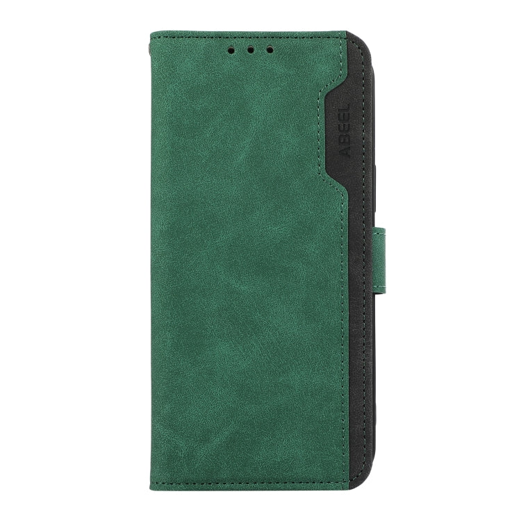 For iPhone 16 Pro ABEEL Color Block Magnetic RFID Leather Phone Case(Green-Black) - iPhone 16 Pro Cases by buy2fix | Online Shopping UK | buy2fix