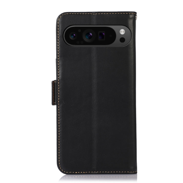 For Google Pixel 9 Pro Crazy Horse Top Layer Cowhide Leather Phone Case(Black) - Google Cases by buy2fix | Online Shopping UK | buy2fix