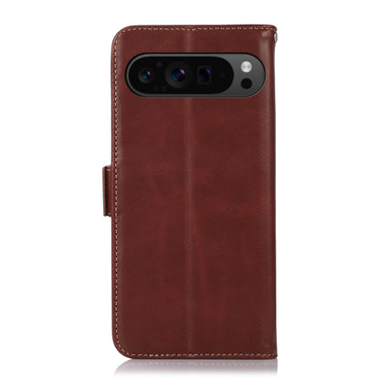 For Google Pixel 9 Pro Crazy Horse Top Layer Cowhide Leather Phone Case(Brown) - Google Cases by buy2fix | Online Shopping UK | buy2fix