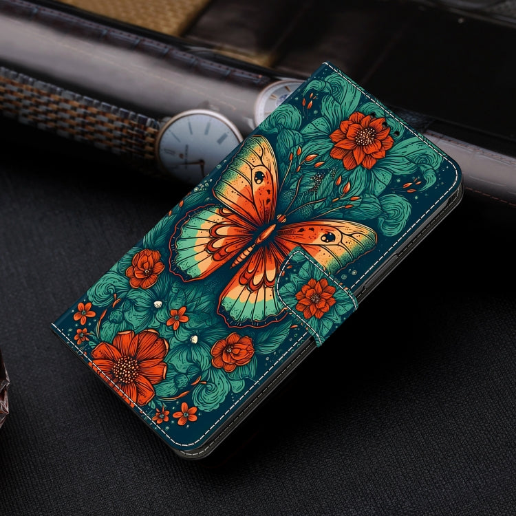 For Google Pixel 9 Pro Crystal Painted Leather Phone case(Flower Butterfly) - Google Cases by buy2fix | Online Shopping UK | buy2fix