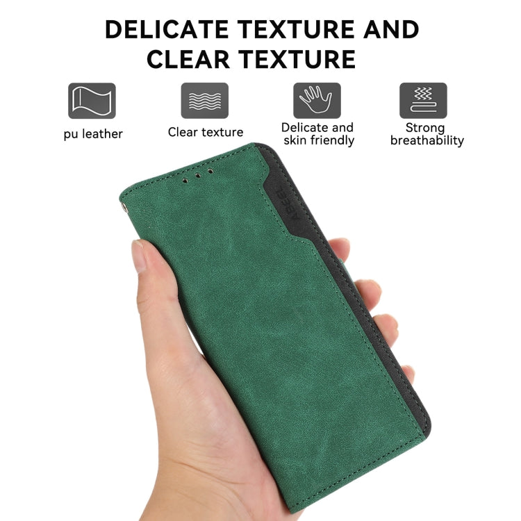 For Samsung Galaxy S23 Ultra 5G ABEEL Color Block Magnetic RFID Leather Phone Case(Green-Black) - Galaxy S23 Ultra 5G Cases by buy2fix | Online Shopping UK | buy2fix