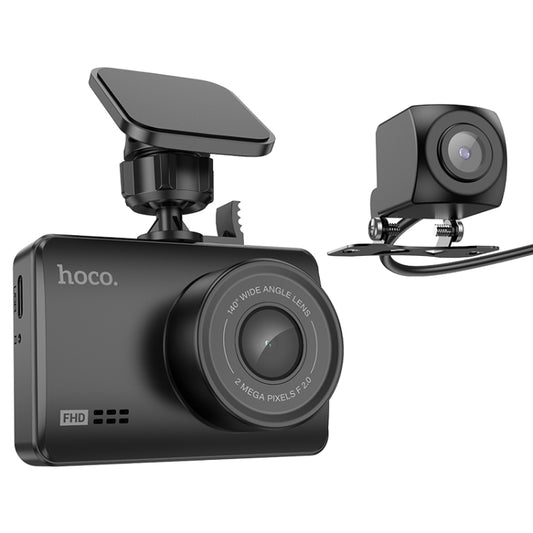 hoco DV3 Dual Channel Driving Recorder with Display & Rear Camera(Black) - Car DVRs by hoco | Online Shopping UK | buy2fix