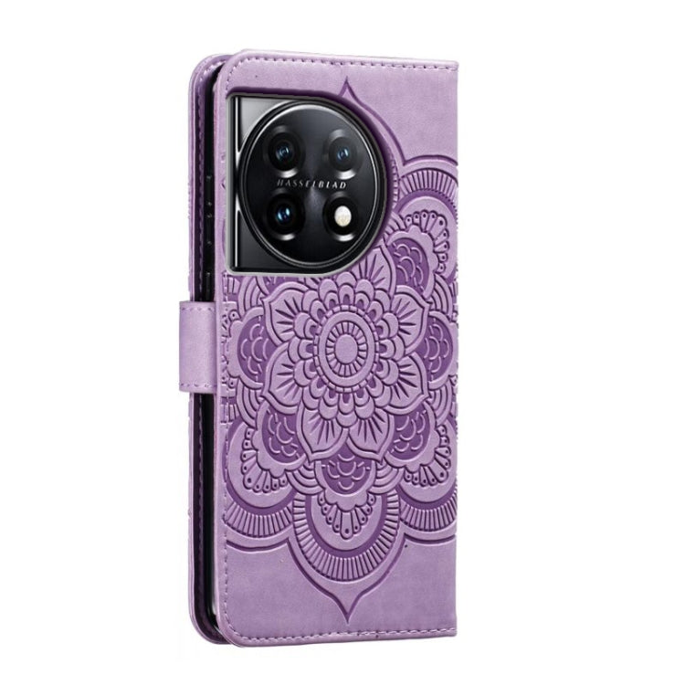 For OnePlus 11 Sun Mandala Embossing Pattern Phone Leather Case(Purple) - OnePlus Cases by buy2fix | Online Shopping UK | buy2fix