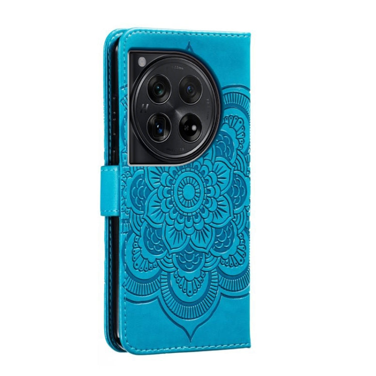 For OnePlus 12 Sun Mandala Embossing Pattern Phone Leather Case(Blue) - OnePlus Cases by buy2fix | Online Shopping UK | buy2fix