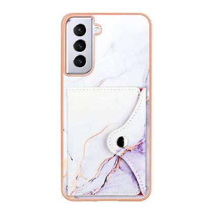 For Samsung Galaxy S21 5G Marble Pattern IMD Card Slot Phone Case(White Purple) - Galaxy S21 5G Cases by buy2fix | Online Shopping UK | buy2fix