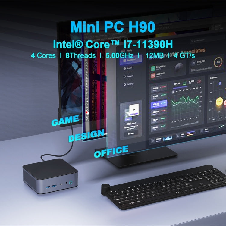 GXMO H90 Windows 11 Intel Core i7 11390H Processor Mini Computer, Specification:Without RAM & SSD - Windows Mini PCs by GXMO | Online Shopping UK | buy2fix