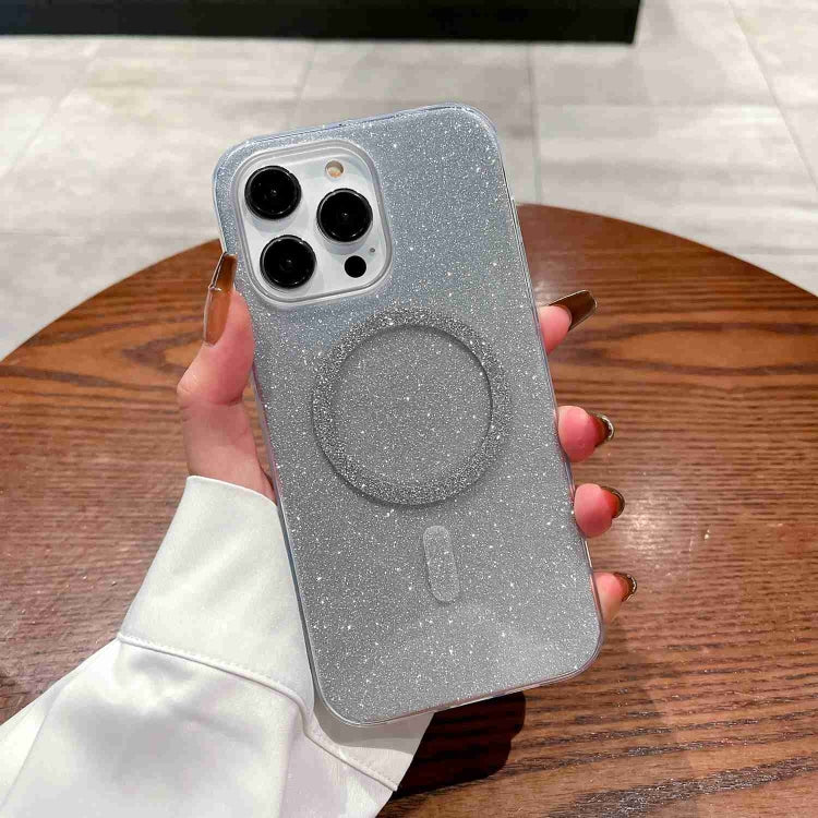 For iPhone 14 Plus Glitter MagSafe Magnetic TPU Phone Case(Silver) - iPhone 14 Plus Cases by buy2fix | Online Shopping UK | buy2fix