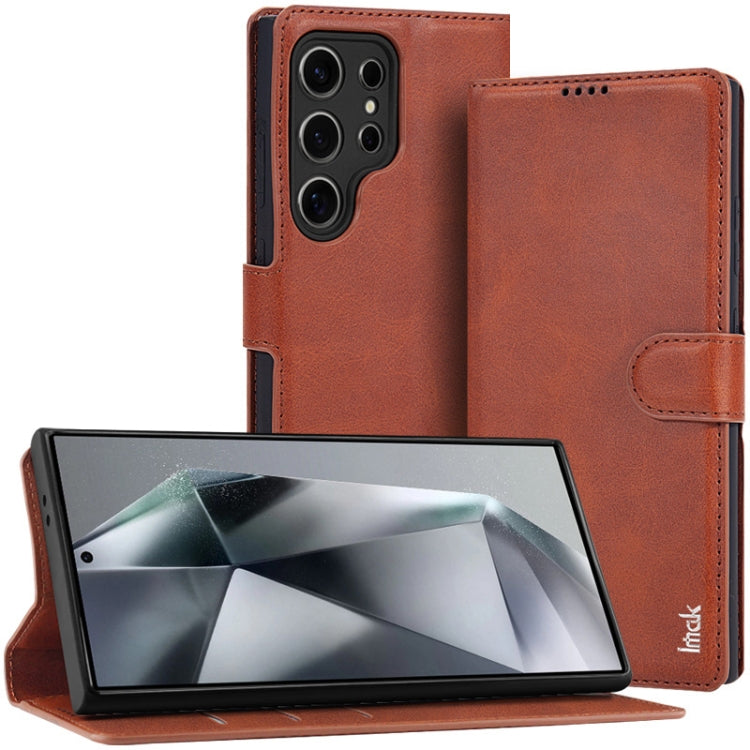 For Samsung Galaxy S24 Ultra 5G IMAK Count Series Flip Leather Phone Case(Brown) - Galaxy S24 Ultra 5G Cases by imak | Online Shopping UK | buy2fix