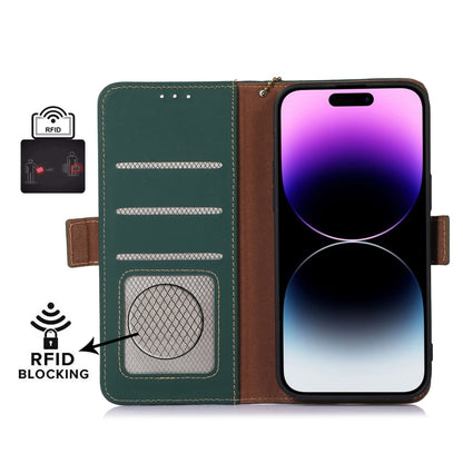 For Google Pixel 9 Genuine Leather Magnetic RFID Leather Phone Case(Green) - Google Cases by buy2fix | Online Shopping UK | buy2fix