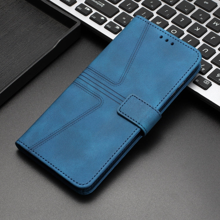 For iPhone 16 Triangle Solid Color Leather Phone Case(Blue) - iPhone 16 Cases by buy2fix | Online Shopping UK | buy2fix