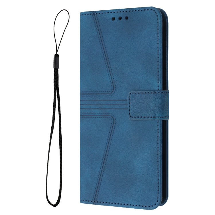 For iPhone 16 Triangle Solid Color Leather Phone Case(Blue) - iPhone 16 Cases by buy2fix | Online Shopping UK | buy2fix