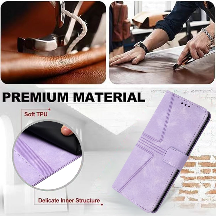 For iPhone 16 Triangle Solid Color Leather Phone Case(Purple) - iPhone 16 Cases by buy2fix | Online Shopping UK | buy2fix