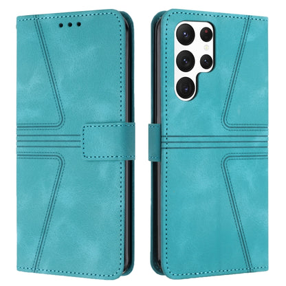 For Samsung Galaxy S24 Ultra 5G Triangle Solid Color Leather Phone Case(Green) - Galaxy S24 Ultra 5G Cases by buy2fix | Online Shopping UK | buy2fix