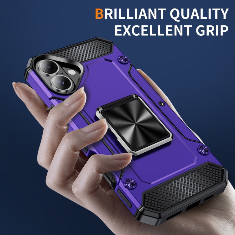 For iPhone 16 Pro Max Shockproof Metal Holder Phone Case(Purple) - iPhone 16 Pro Max Cases by buy2fix | Online Shopping UK | buy2fix