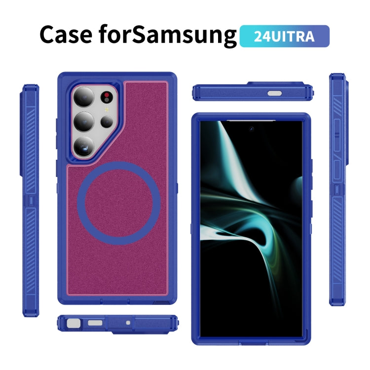 For Samsung Galaxy S24 5G Guard Magsafe Magnetic Frosted Phone Case(Blue+Rose Red) - Galaxy S24 5G Cases by buy2fix | Online Shopping UK | buy2fix