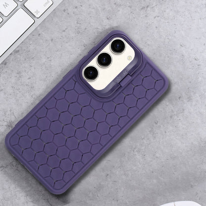 For Samsung Galaxy S23 5G Honeycomb Radiating Lens Holder TPU Phone Case(Purple) - Galaxy S23 5G Cases by buy2fix | Online Shopping UK | buy2fix