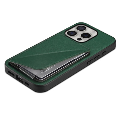 For iPhone 16 Pro Max D04 Calf Texture Dual Card Slot Holder Phone Case(Green) - iPhone 16 Pro Max Cases by buy2fix | Online Shopping UK | buy2fix